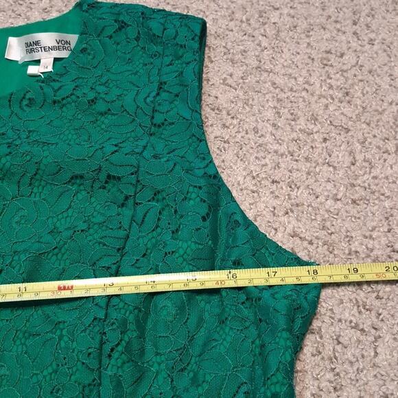 NWT DIANE VON FURSTENBERG sz 14 evergreen lace dress, $448.00 - Picture 4 of 6